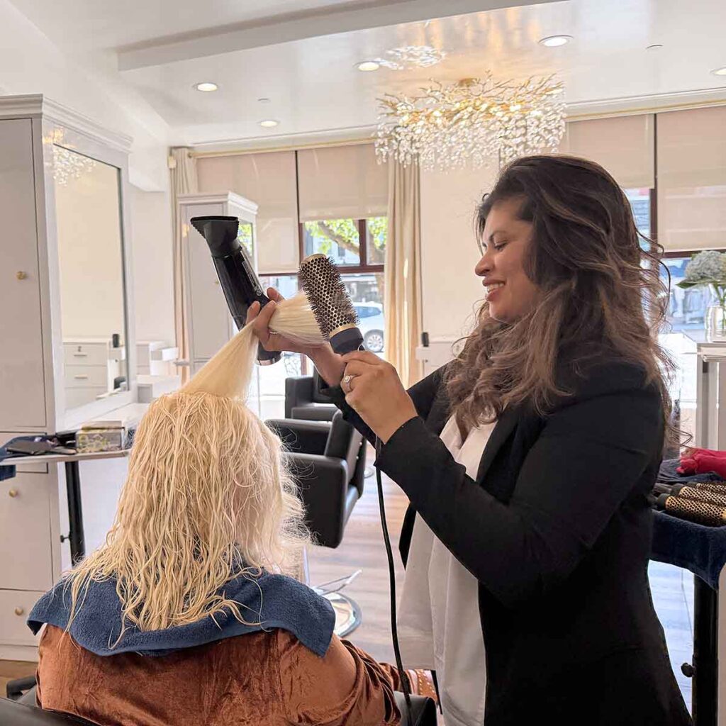 Angie working with client